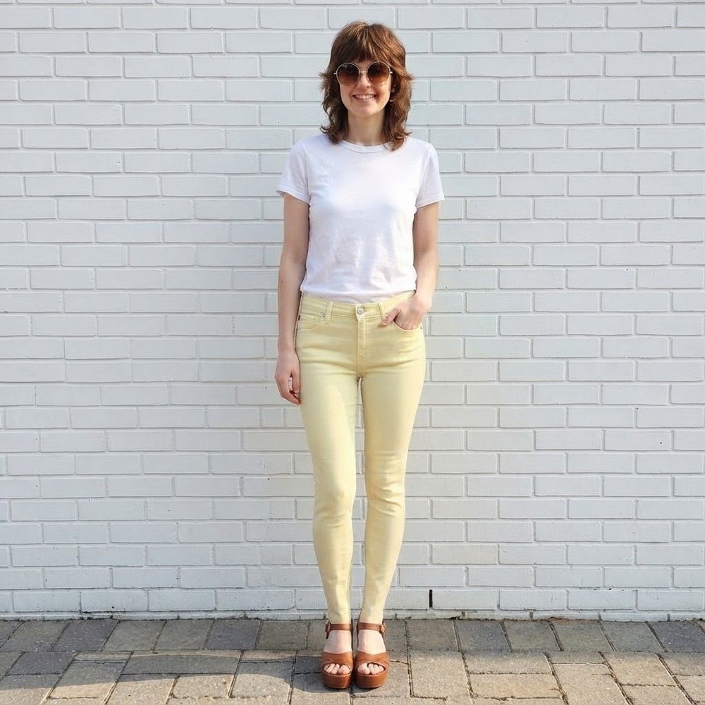 Hudson Skinny Jeans Womens 26 Pastel Yellow Bloomingdales Denim Stretch W27 L28